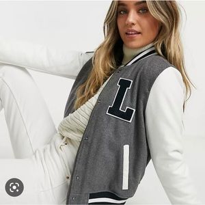 Levi’s Varsity Letterman Wool Jacket Grey White XS |Unisex Retro Bomber